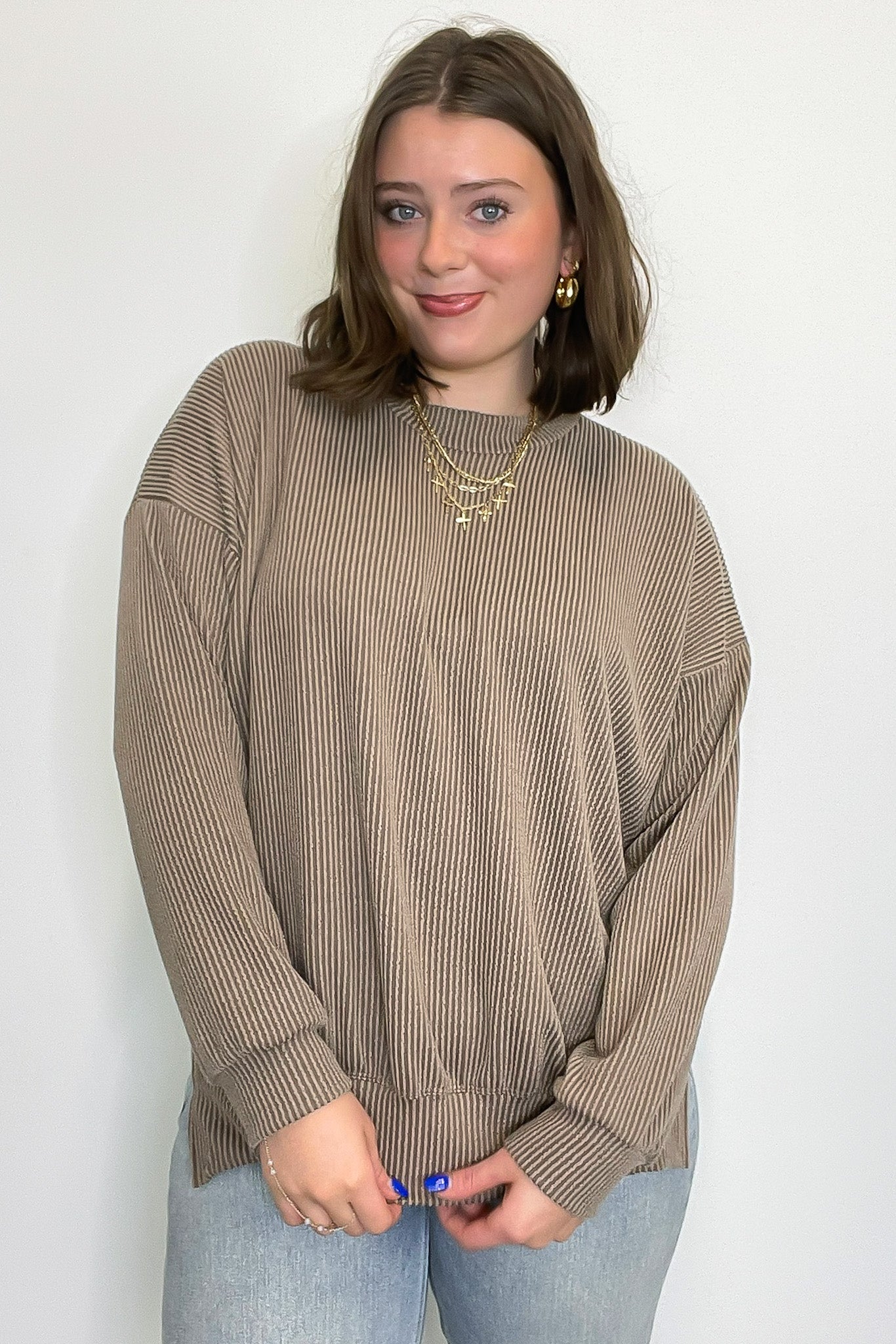 Pressley Rib Knit Side Slit Pullover - BACK IN STOCK - Madison and Mallory