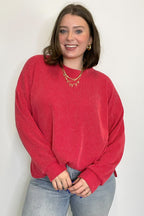 Pressley Rib Knit Side Slit Pullover - BACK IN STOCK - Madison and Mallory