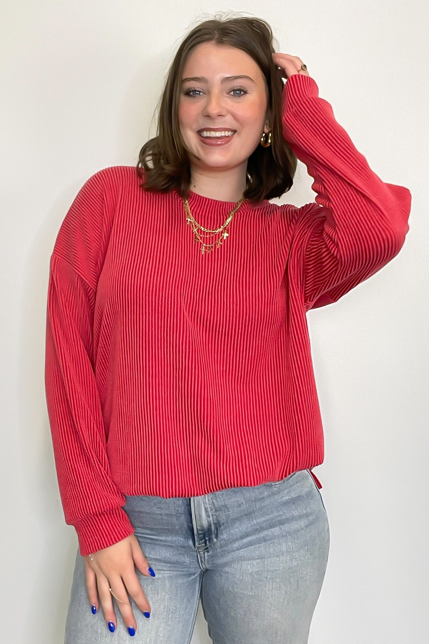 Pressley Rib Knit Side Slit Pullover - BACK IN STOCK