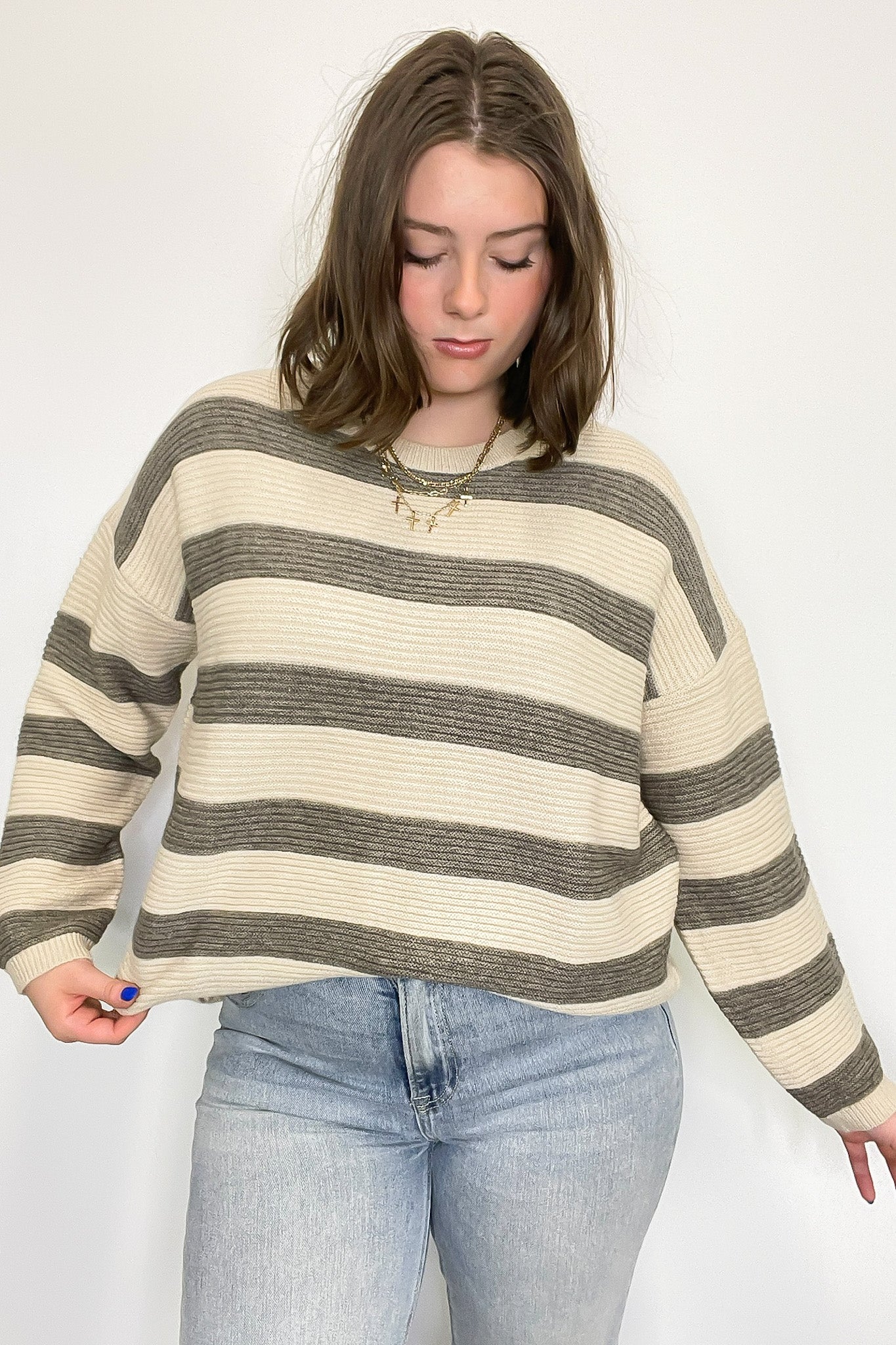 Anna Striped Relaxed Fit Sweater - FINAL SALE - Madison and Mallory