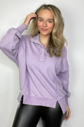 Dusty Lavender / S Christy Mineral Wash Henley Relaxed Pullover - FINAL SALE - Madison and Mallory