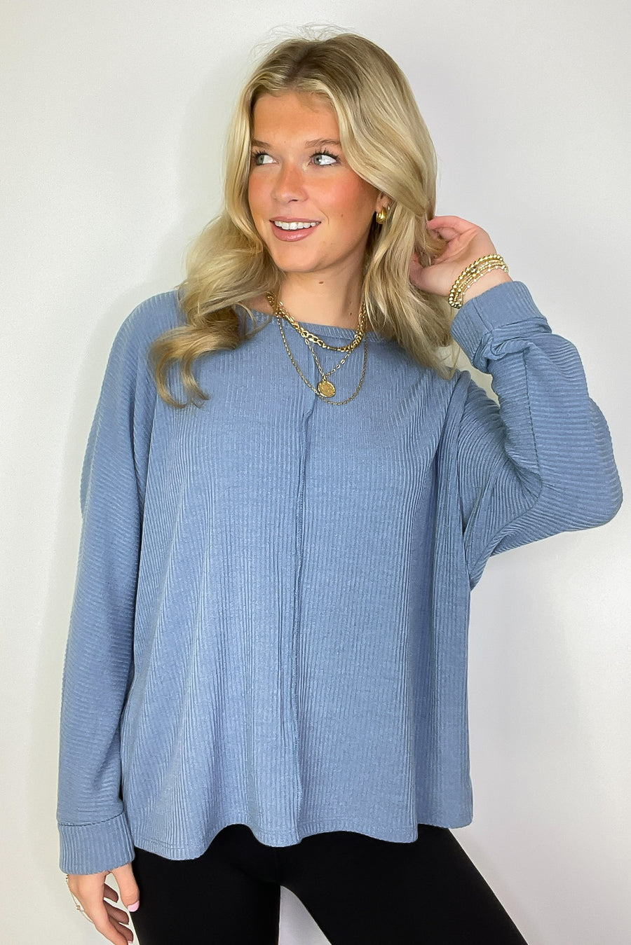 Taelyn Ribbed Seam Dolman Top - Madison and Mallory