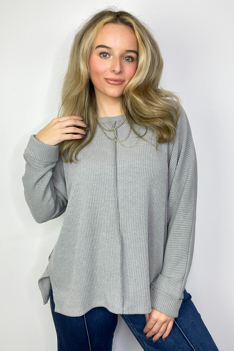 Taelyn Ribbed Seam Dolman Top - Madison and Mallory