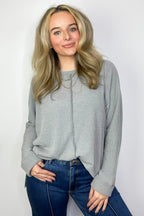 Gray / S Taelyn Ribbed Seam Dolman Top - FINAL SALE - Madison and Mallory