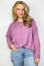 Mauve / S Taelyn Ribbed Seam Dolman Top - FINAL SALE - Madison and Mallory