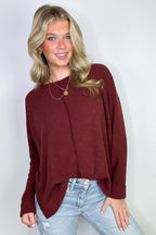 Brick / S Taelyn Ribbed Seam Dolman Top - FINAL SALE - Madison and Mallory