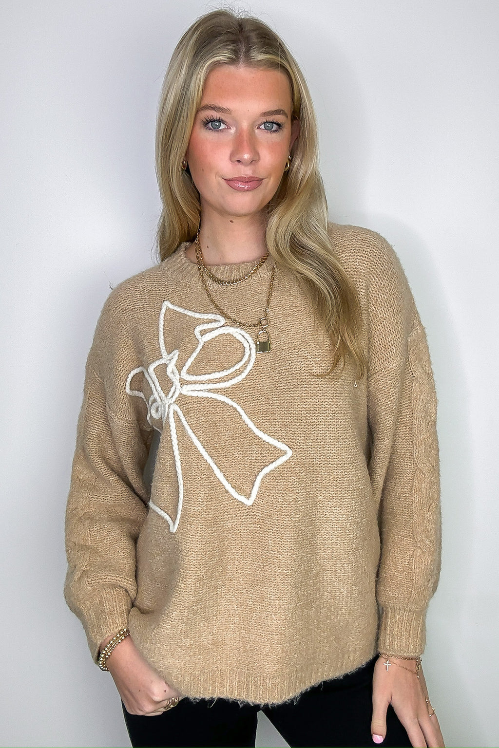 Charmed Bow Knit Sweater - FINAL SALE - Madison and Mallory