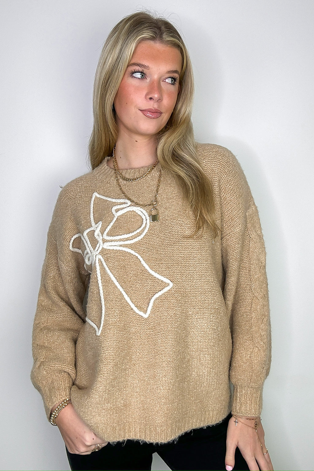 Charmed Bow Knit Sweater - FINAL SALE - Madison and Mallory