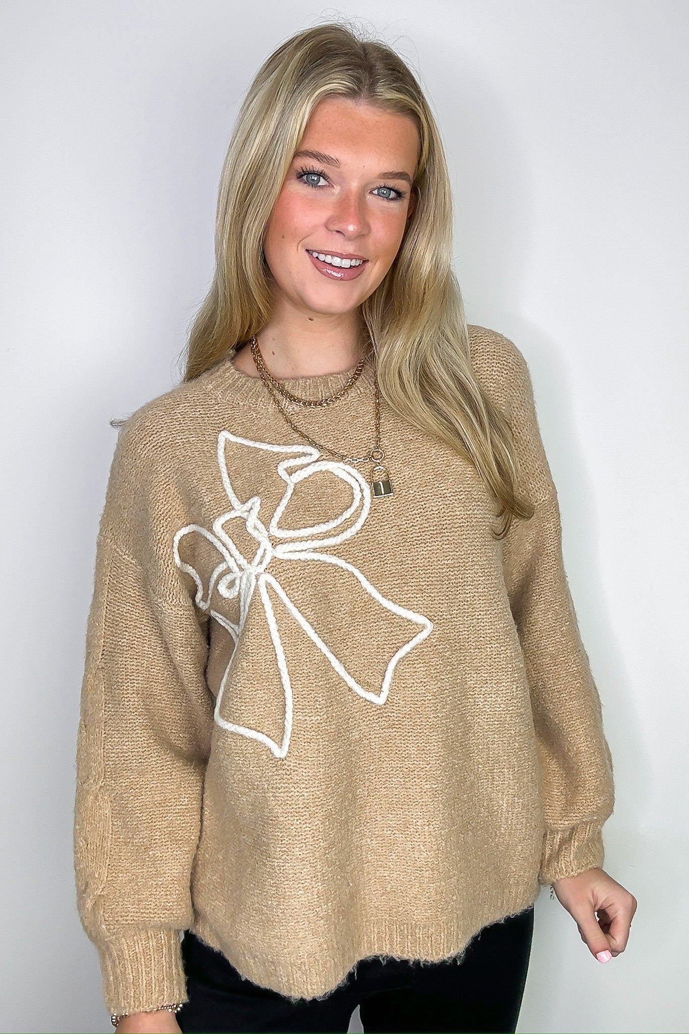 Charmed Bow Knit Sweater - FINAL SALE - Madison and Mallory