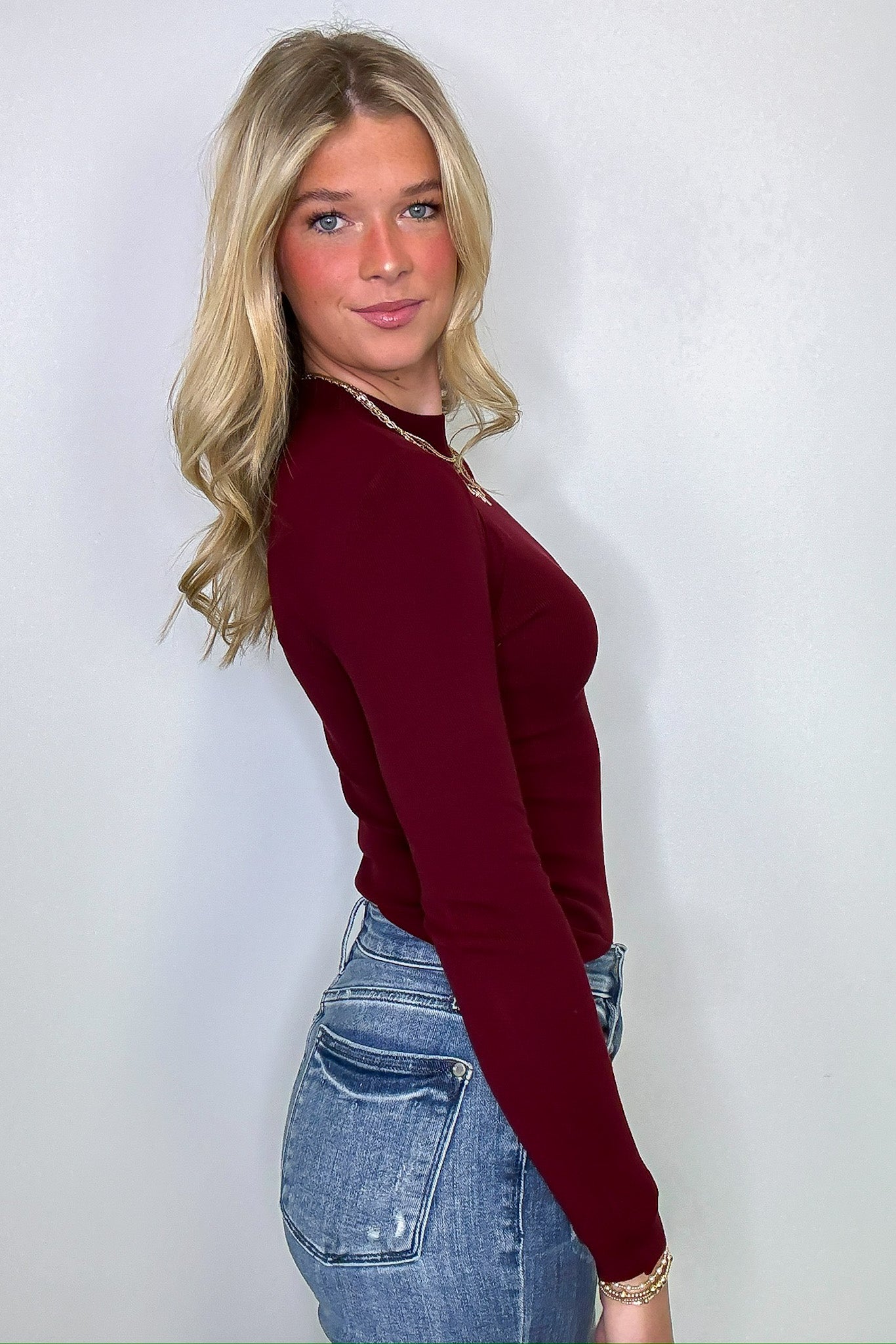 Easy Selection Mock Neck Long Sleeve Knit Top - Madison and Mallory