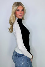 Bold Moves Two-Tone Color Block Mock Neck Sweater - FINAL SALE - Madison and Mallory