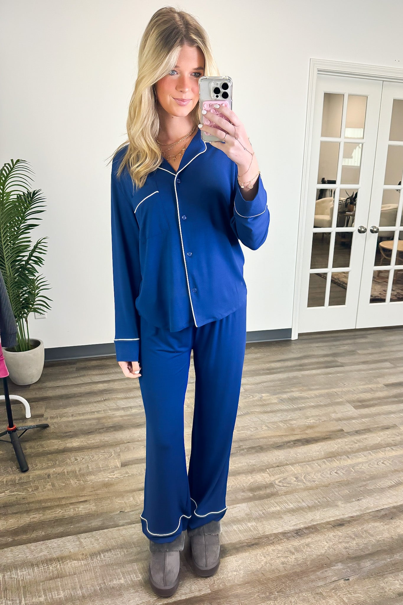 Time to Unwind Button Down Pajama Set - FINAL SALE - Madison and Mallory