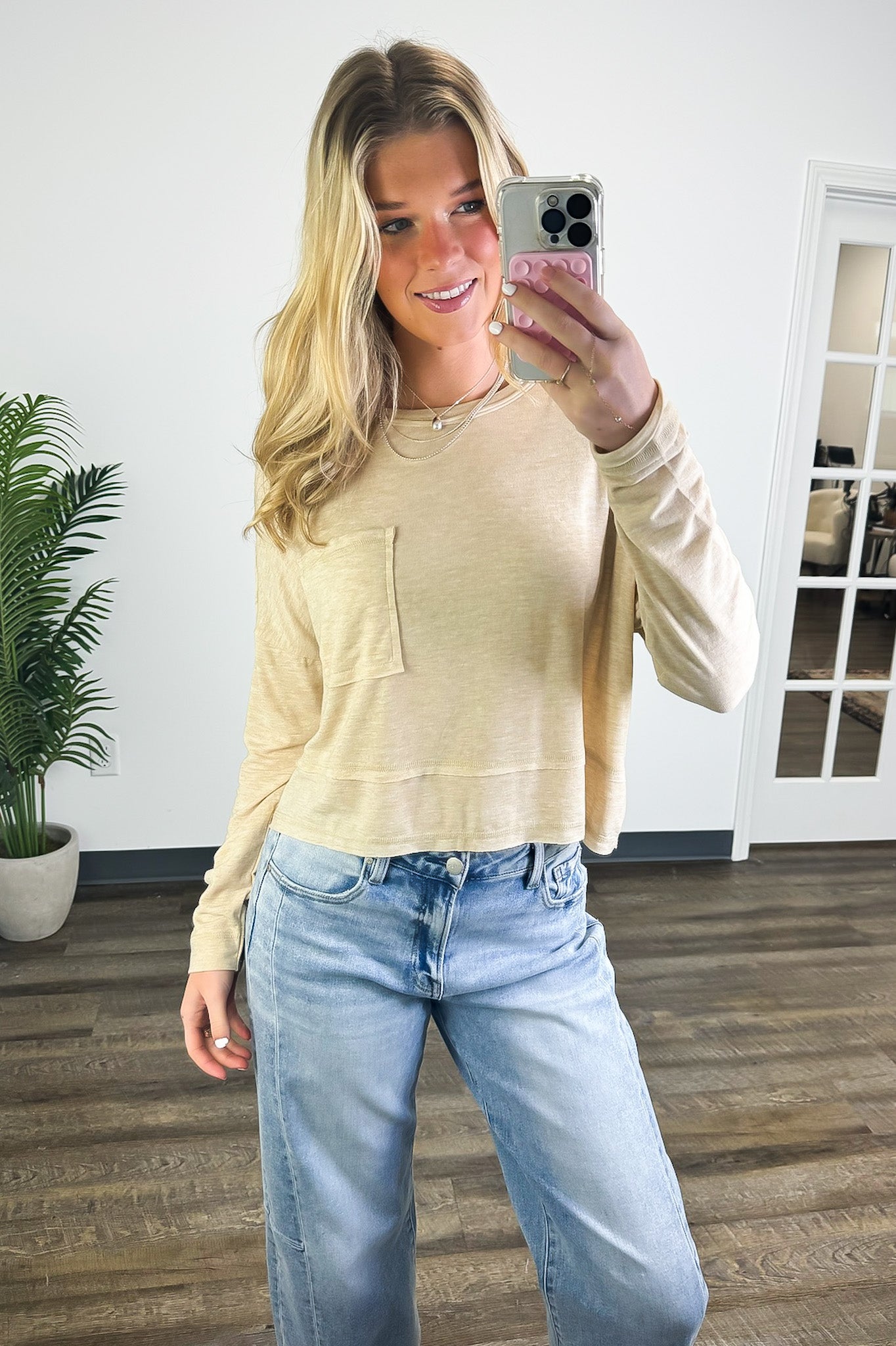 Casual Sensation Washed Relaxed Fit Pocket Top - Madison and Mallory