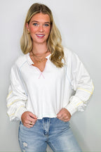 Liliane V-Neck Contrast Top - FINAL SALE - Madison and Mallory