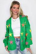 S / Green Multi Stars Align Knit Cardigan - FINAL SALE - Madison and Mallory