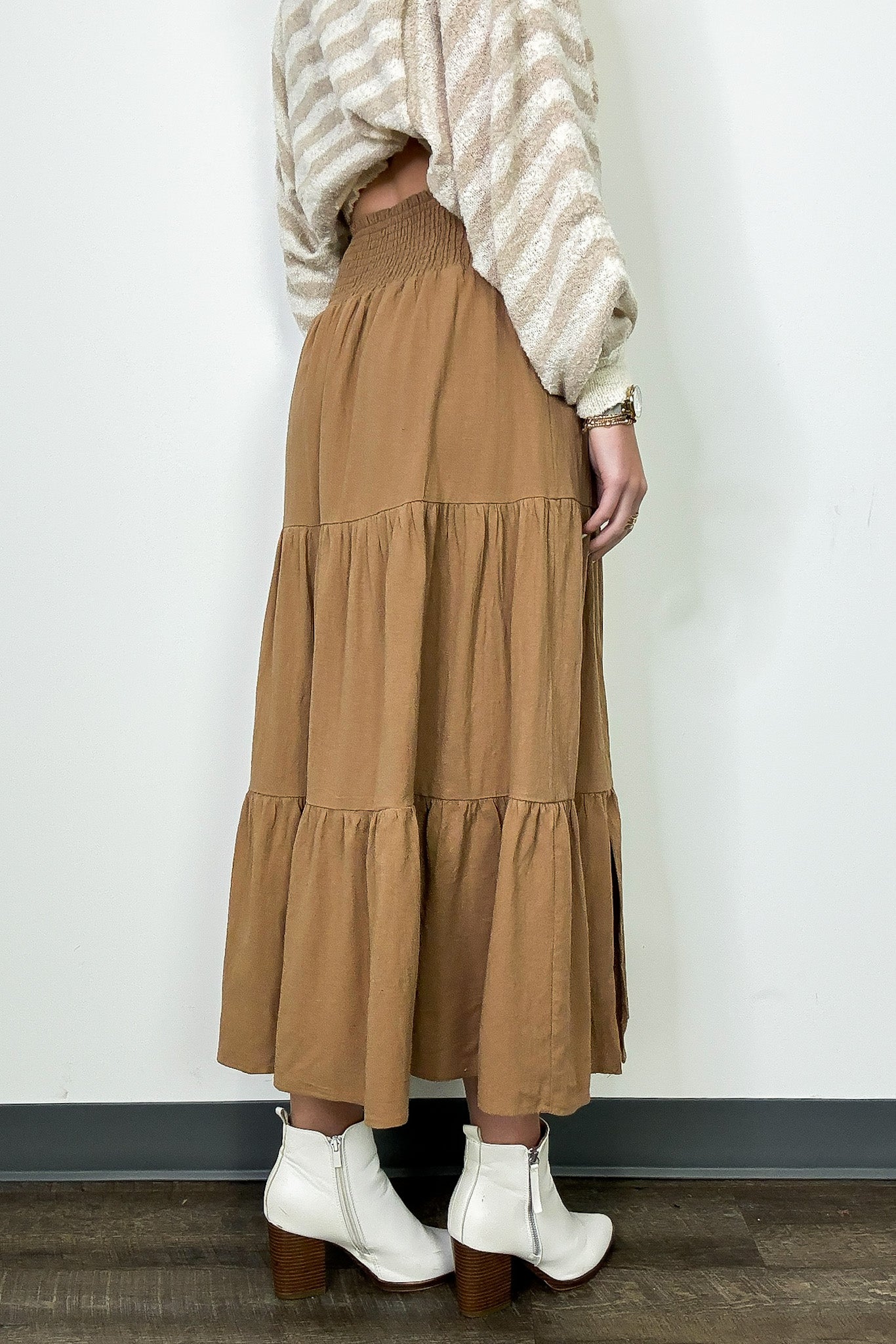 Luxe Drift Tiered Midi Skirt - Madison and Mallory