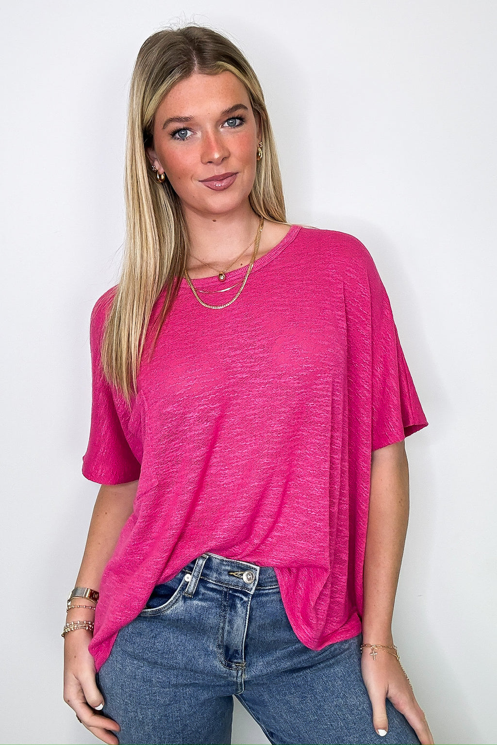 Zen Zone Oversized Semi-Sheer Knit Pocket Top - Madison and Mallory