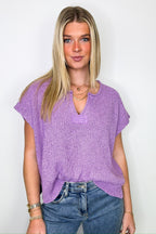 Bright Lavender / SM Necessary Charm V-Neck Side Slit Knit Top - BACK IN STOCK - Madison and Mallory