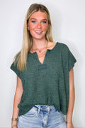 Ash Jade / SM Necessary Charm V-Neck Side Slit Knit Top - BACK IN STOCK - Madison and Mallory