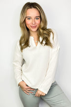 Modern Muse Notch V-Neck Top - FINAL SALE - Madison and Mallory