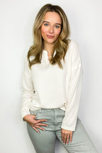 Cream / S Modern Muse Notch V-Neck Top - FINAL SALE - Madison and Mallory