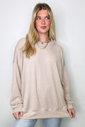Sand / SM Alexia Rib Knit Oversized Top - FINAL SALE - Madison and Mallory