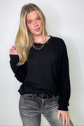 Black / SM Alexia Rib Knit Oversized Top - FINAL SALE - Madison and Mallory