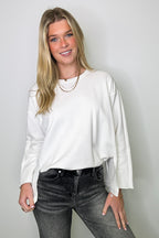Madelyn Round Neck Side Slit Top - Madison and Mallory