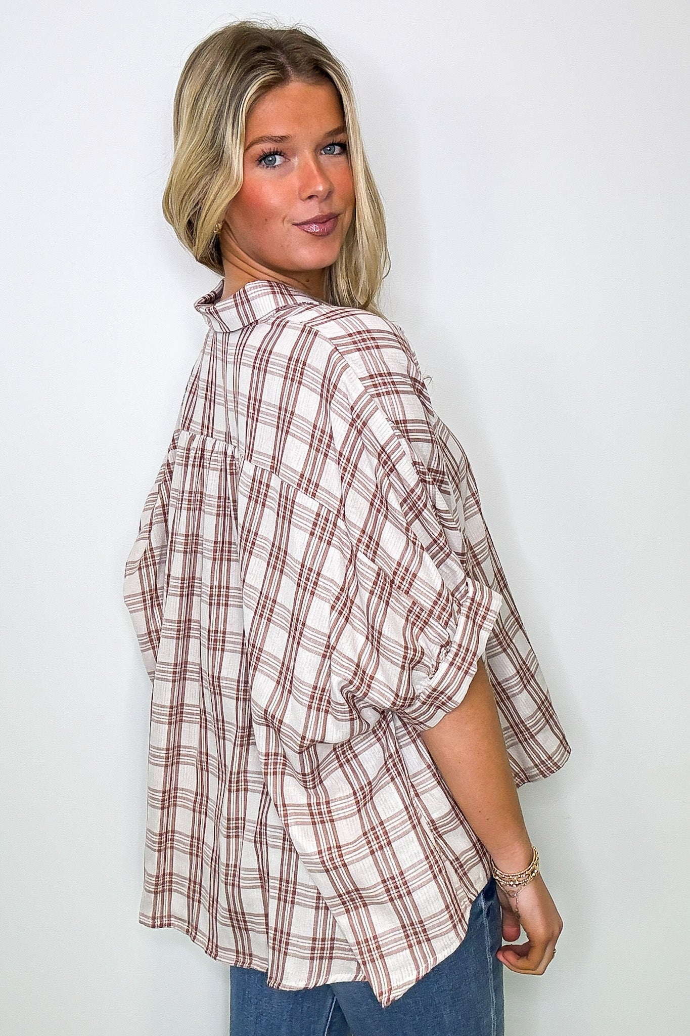 Zoe Plaid Dolman Sleeve Top - FINAL SALE - Madison and Mallory