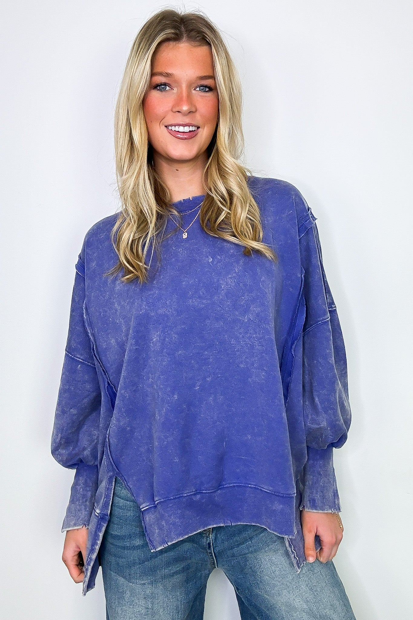 August Glow Acid Wash Pullover - BACK IN STOCK - Madison and Mallory