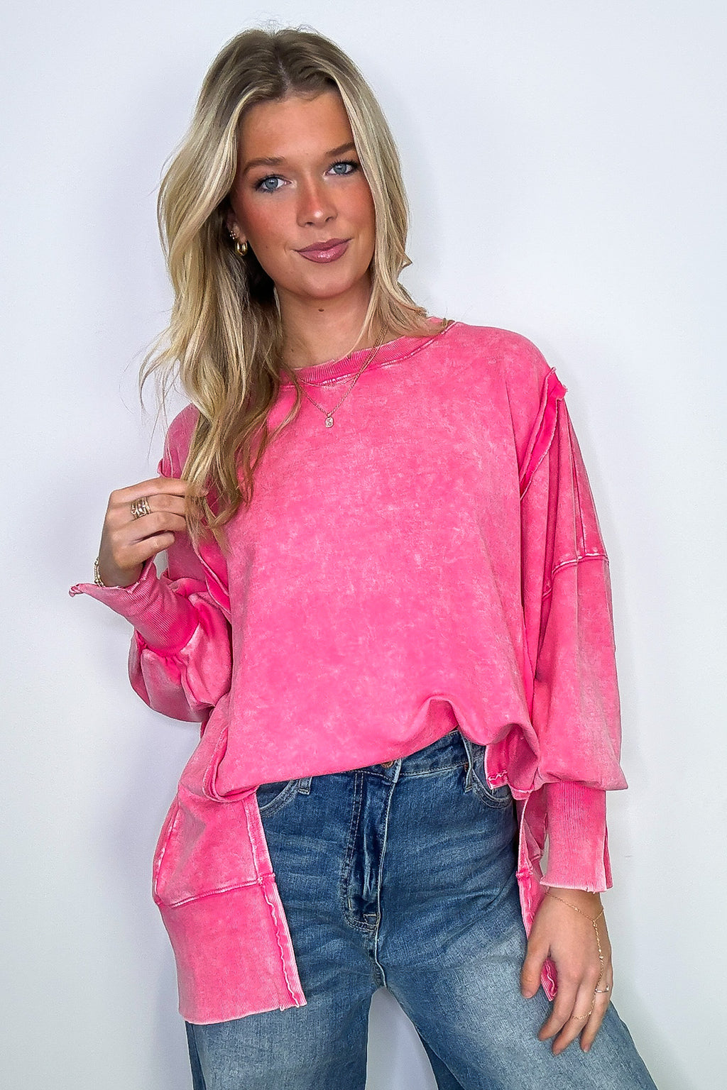 August Glow Acid Wash Pullover - BACK IN STOCK - Madison and Mallory