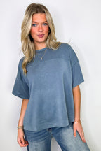 Dusty Blue / S Freyah Relaxed Mineral Wash Dolman Sleeve Top - Madison and Mallory