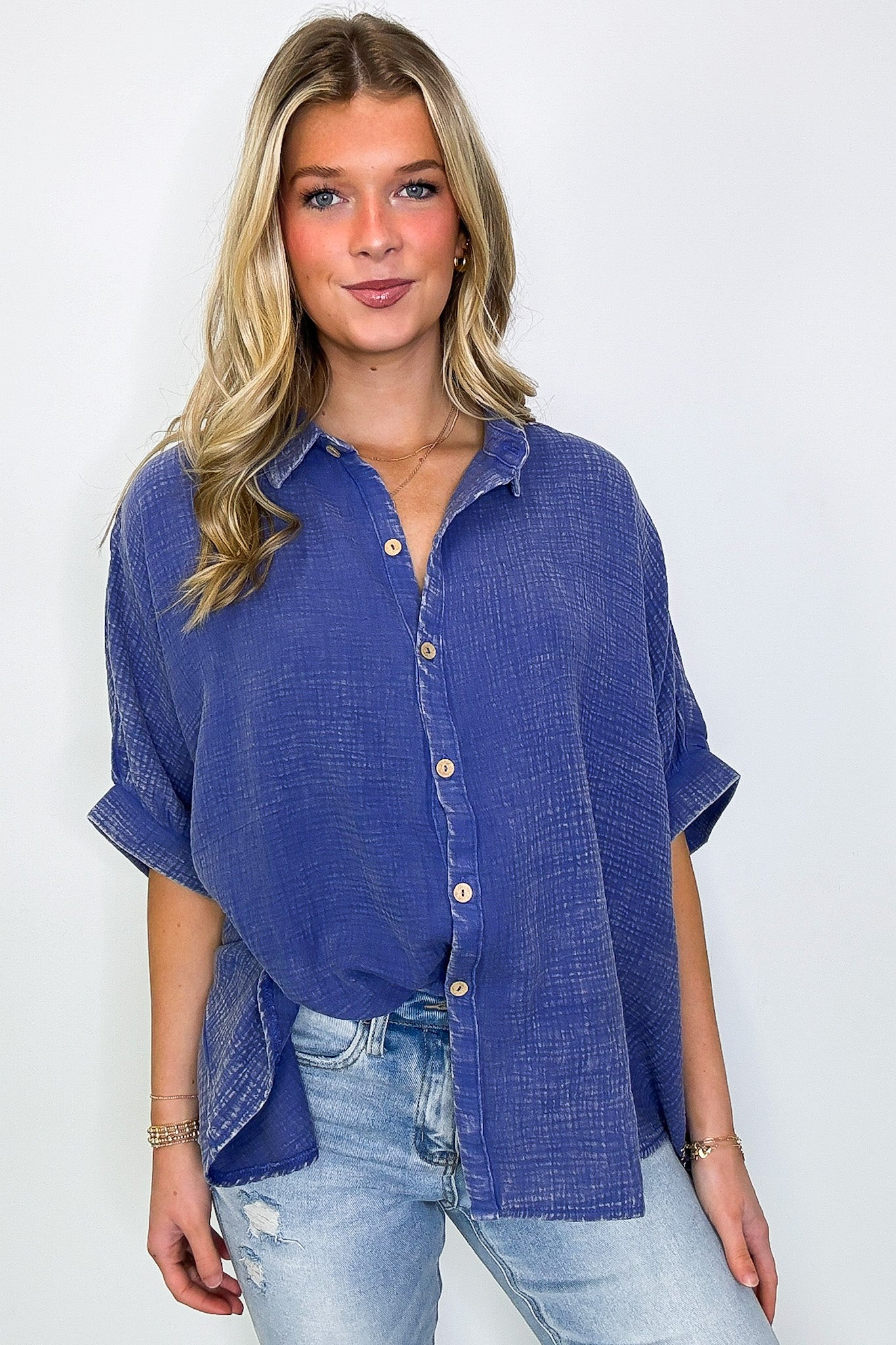 Carleen Washed Gauze Button Down Top - BACK IN STOCK - Madison and Mallory