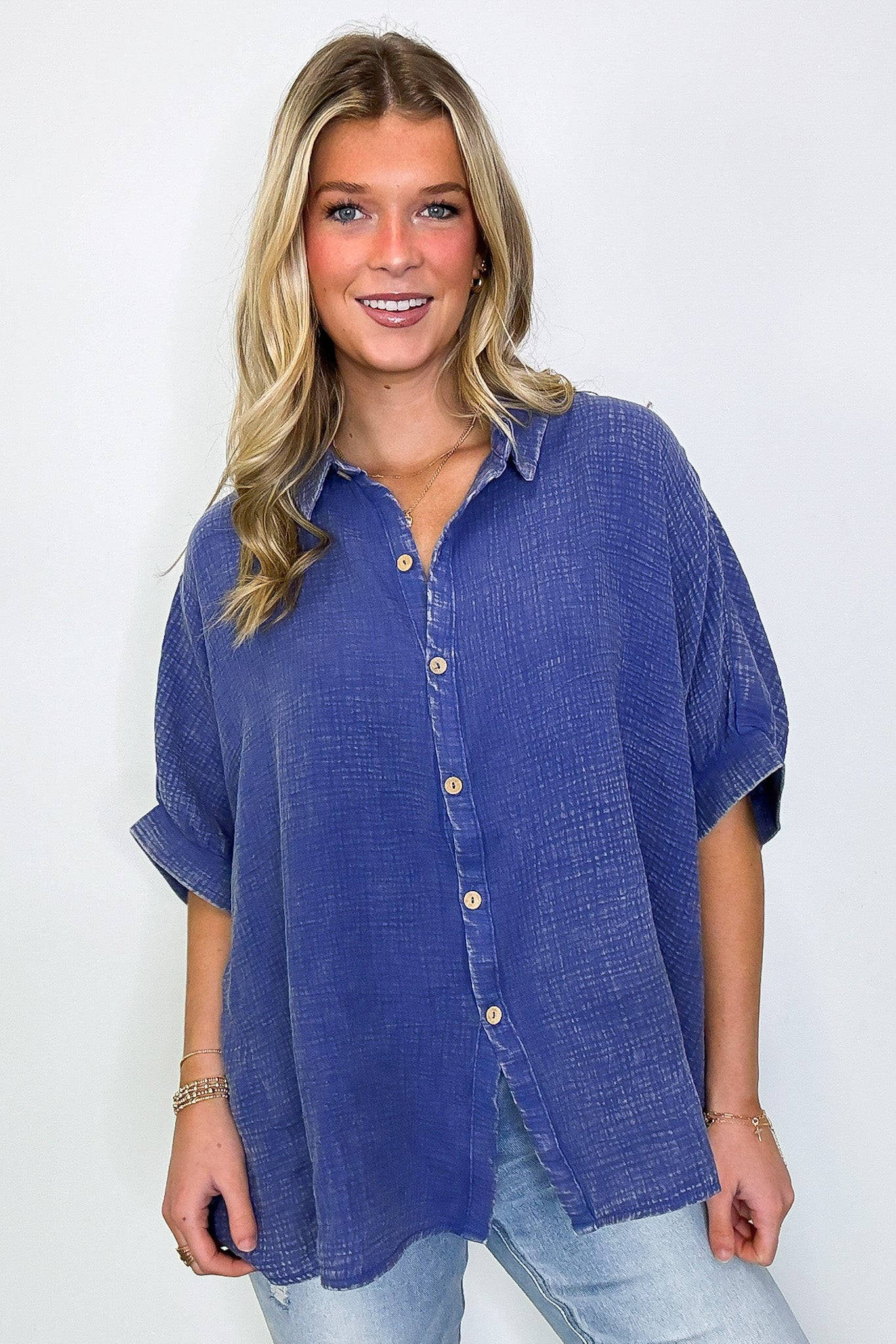 Carleen Washed Gauze Button Down Top - BACK IN STOCK - Madison and Mallory