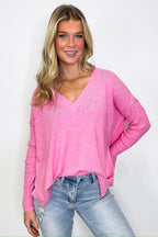 Sophie V-Neck Ribbed Hem Sweater - FINAL SALE - Madison and Mallory