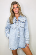 Trina Mineral Wash Button Down Oversized Romper - FINAL SALE - Madison and Mallory