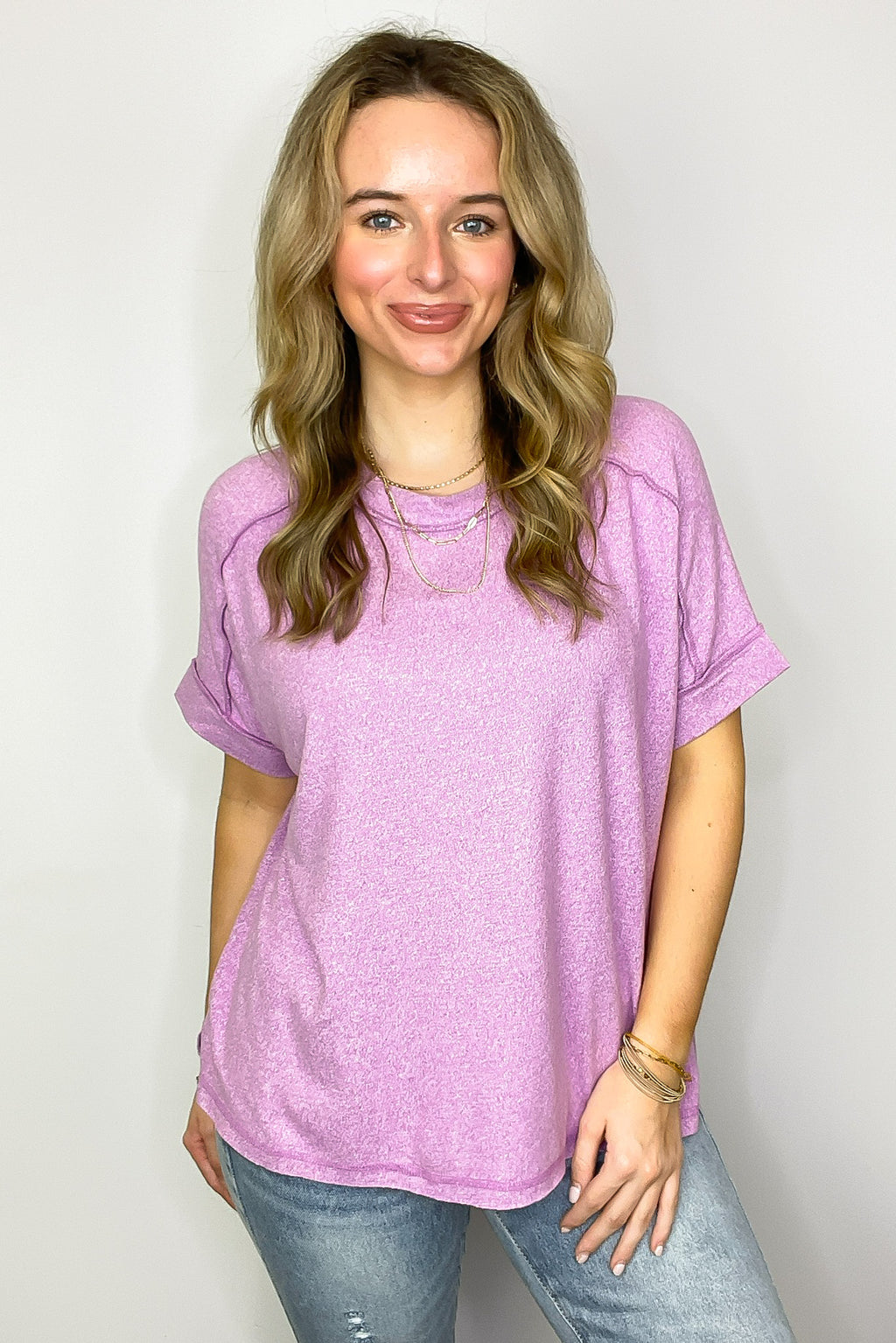 Bright Mauve / SM Sunday Muse Melange High Low Tee - BACK IN STOCK - Madison and Mallory