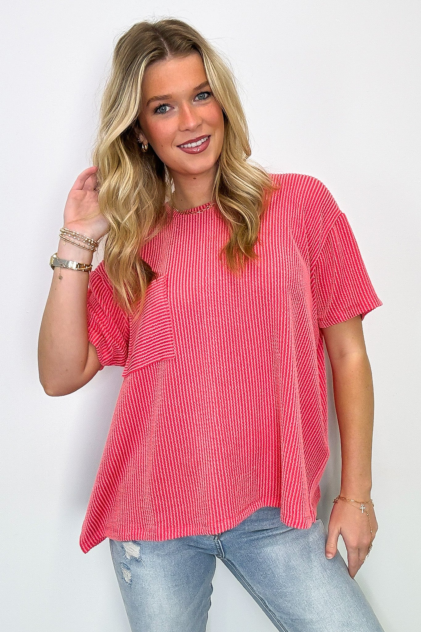 Marlowe Textured Knit Pocket Top - BACK IN STOCK