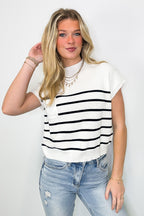 Anika Short Sleeve Striped Knit Top - Madison and Mallory