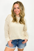 S / Ecru Serena Open Knit Sweater - FINAL SALE - Madison and Mallory