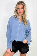 Margot Mineral Wash Button Down Top - FINAL SALE - Madison and Mallory