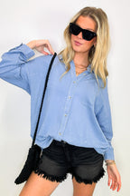 Margot Mineral Wash Button Down Top - FINAL SALE - Madison and Mallory