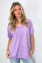 Retro Pop Relaxed V-Neck Short Sleeve Top - BACK IN STOCK - Madison and Mallory