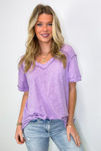 Retro Pop Relaxed V-Neck Short Sleeve Top - BACK IN STOCK - Madison and Mallory