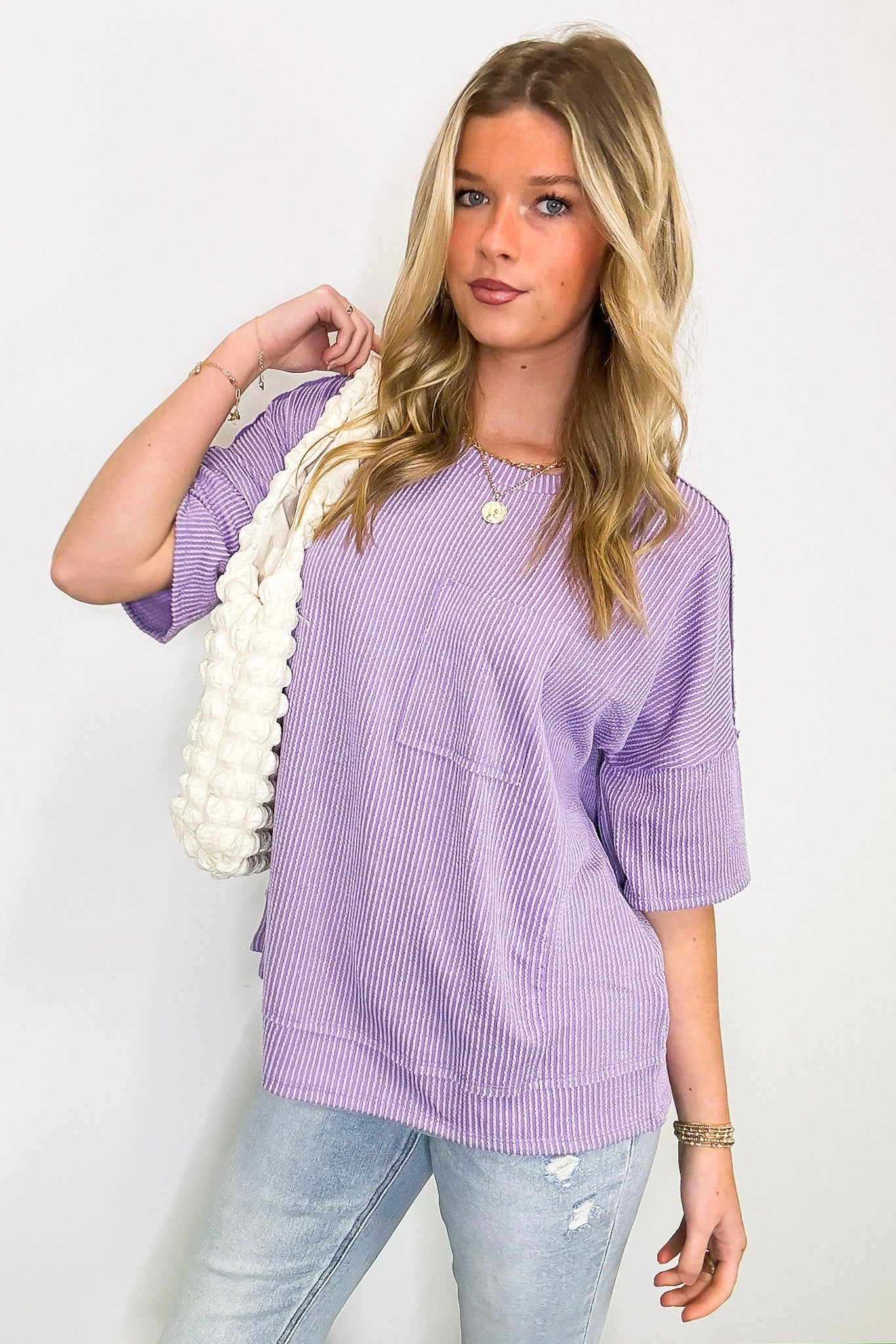 Go With It Raw Edge Relaxed Pocket Top