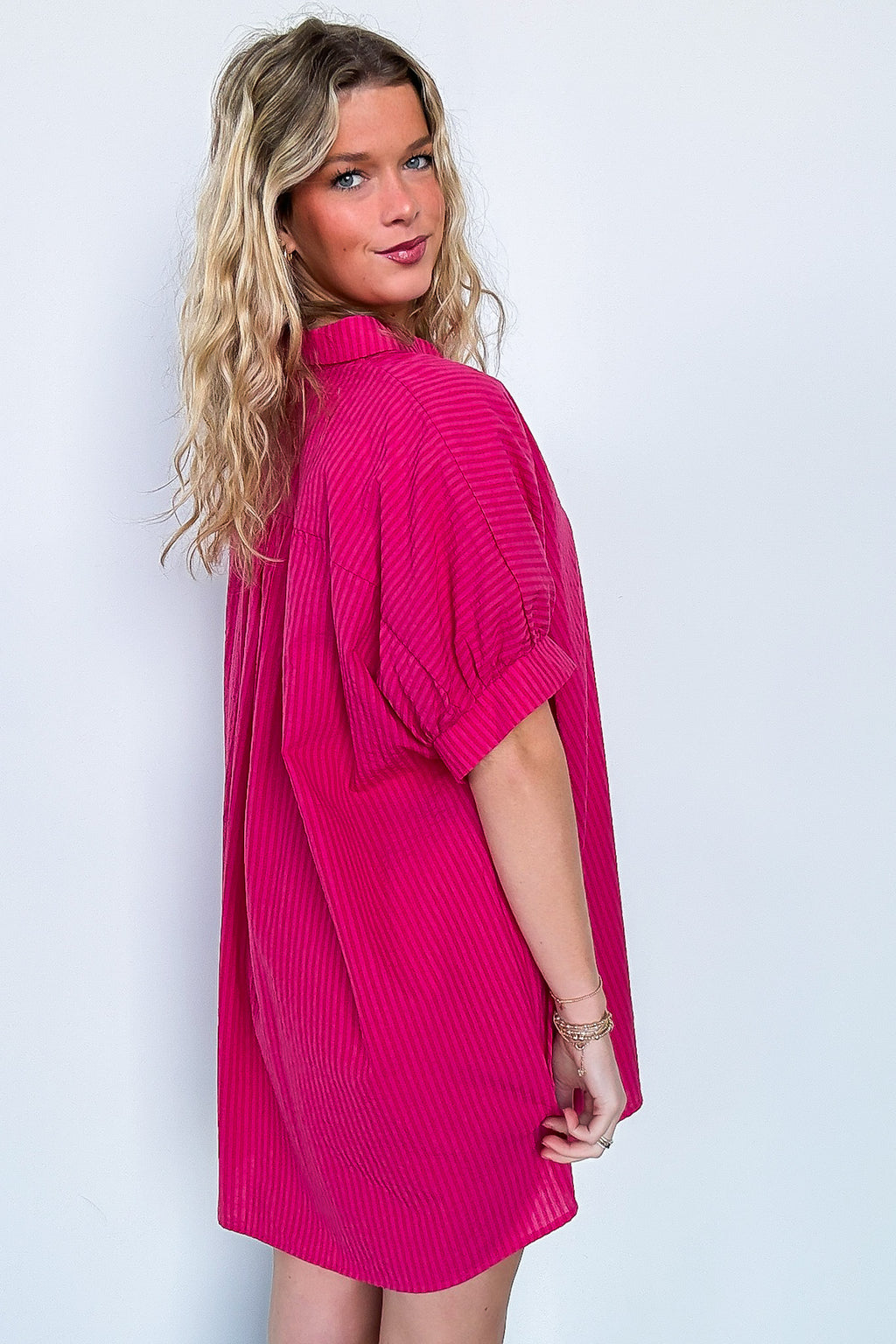 Renna Striped Button Up Shirt Dress - FINAL SALE - Madison and Mallory