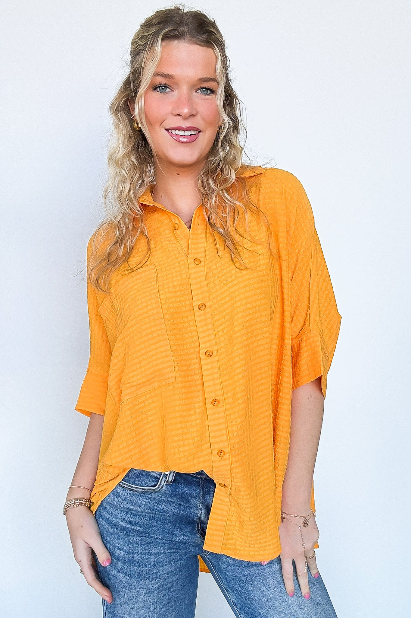 Ayla Textured Knit Button Down Top - FINAL SALE - Madison and Mallory