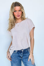 Oatmeal / SM Free Flow Raw Edge Knit Top - Madison and Mallory