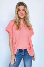 Free Flow Raw Edge Knit Top - BACK IN STOCK - Madison and Mallory