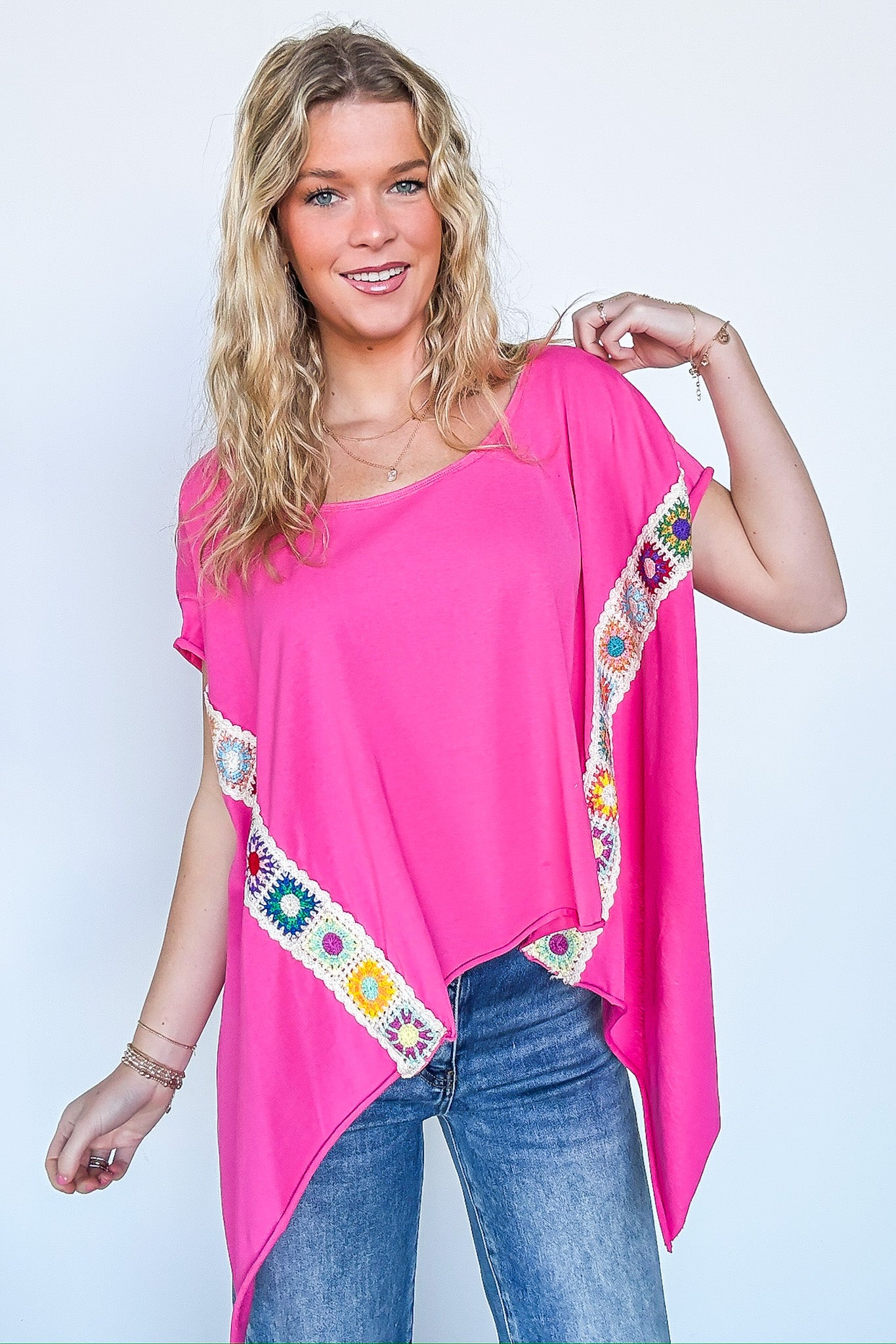 Liz Crochet Trim Batwing Top - Madison and Mallory